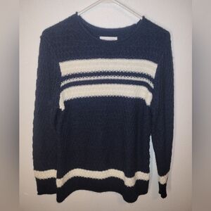 Christopher & Banks Navy Blue Striped Cable Knit Sweater Size S 4 For $20